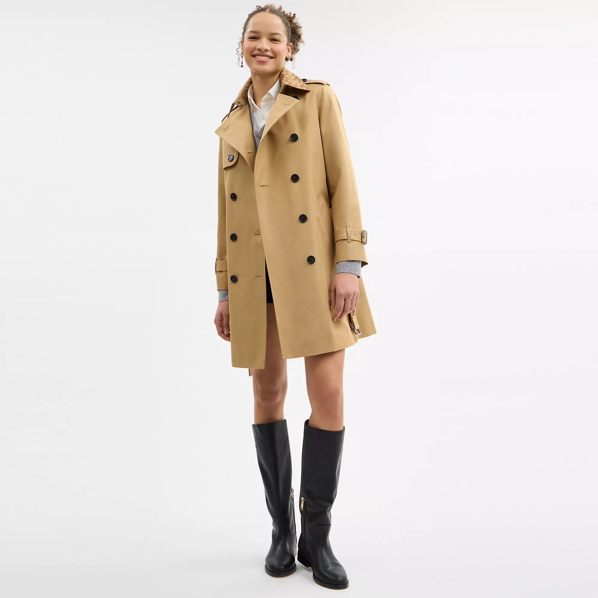 Coach Outlet Mid Trench Coat With Signature Collar