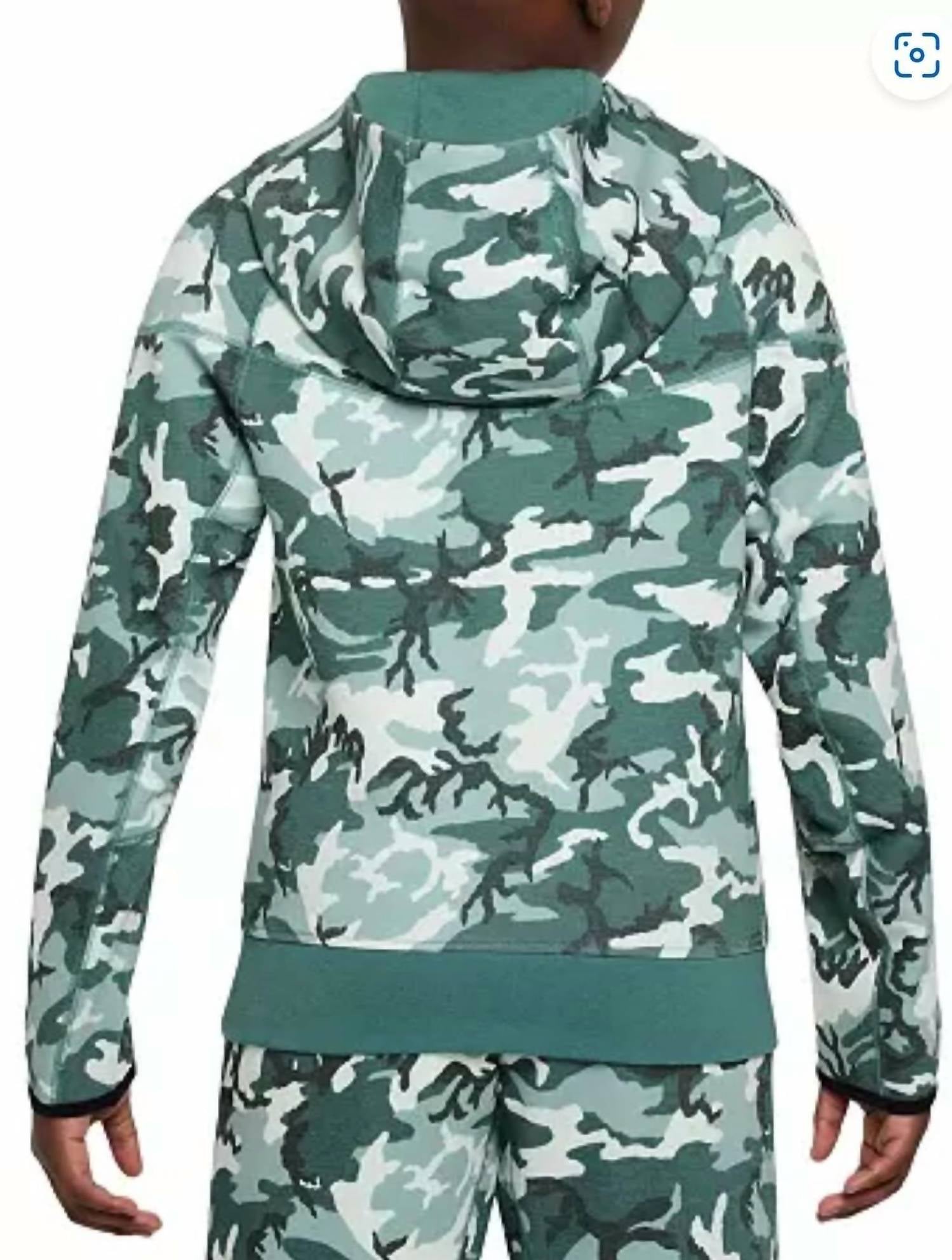 Boys' Tech Fleece Camo Full-Zip Hooded Sweatshirt In Green
