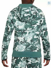 Boys' Tech Fleece Camo Full-Zip Hooded Sweatshirt In Green