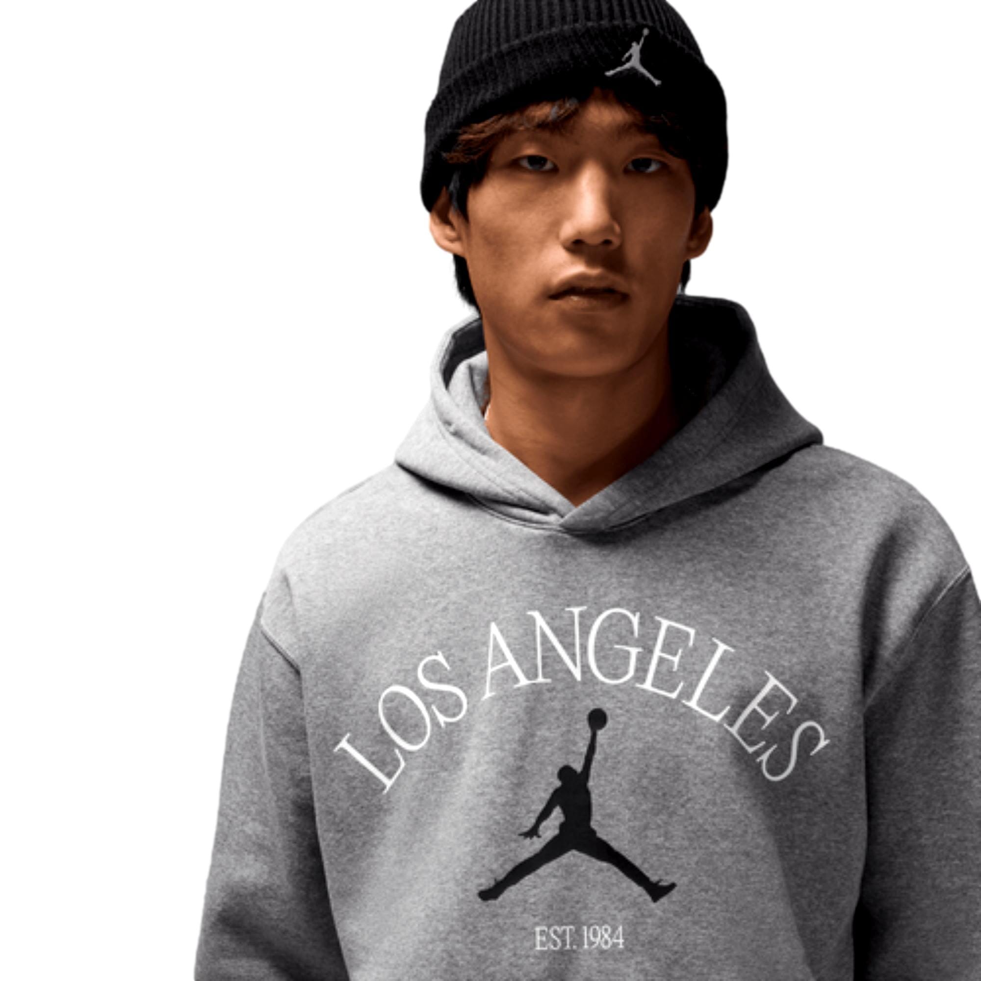 Men's Nike Jordan LA City HBR Pullover Hoodie Carbon Heather HF1498-091