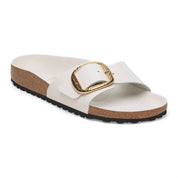 Women's Madrid Hammered Big Buckle Narrow Sandal In High Shine Antique White