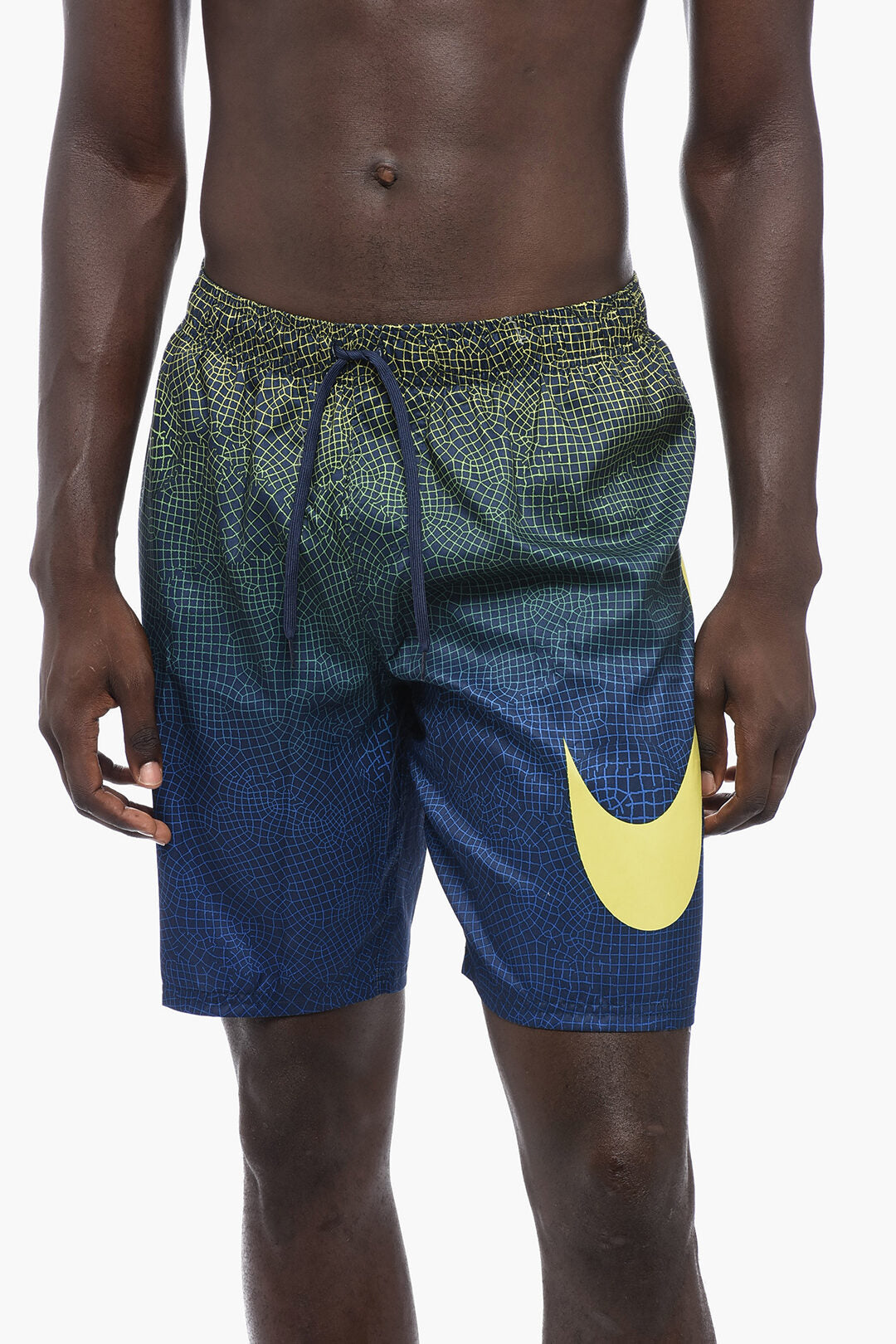 Boxer Swim Trunks GRID SWOOSH with Maxi Printed Logo