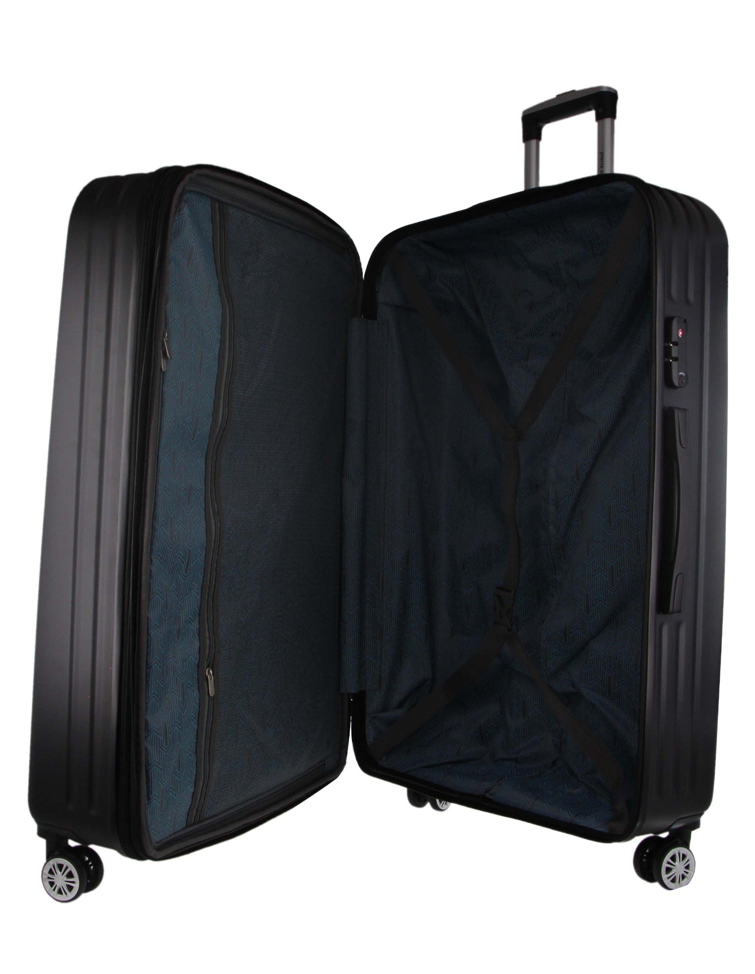 3pc Pierre Cardin Hard-Shell Suitcase Cabin Travel Luggage Set Black