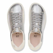 Women's Bend Leather Sneakers In Silver Metal