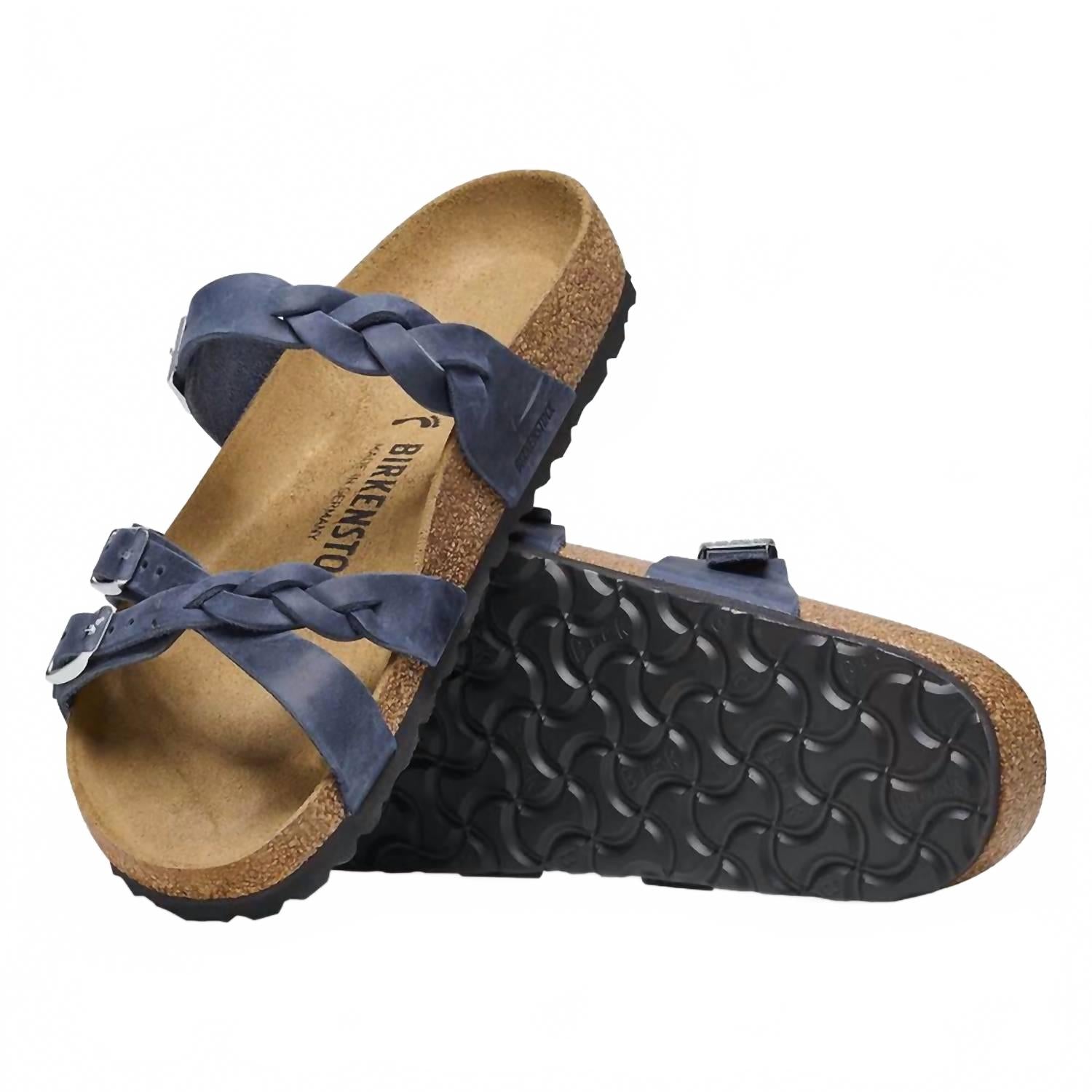 Women's Franca Braided Sandal In Navy Oiled Leather