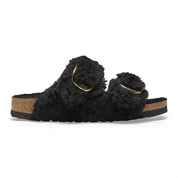Women's Arizona Big Buckle Shearling Sandals Narrow In Teddy Black