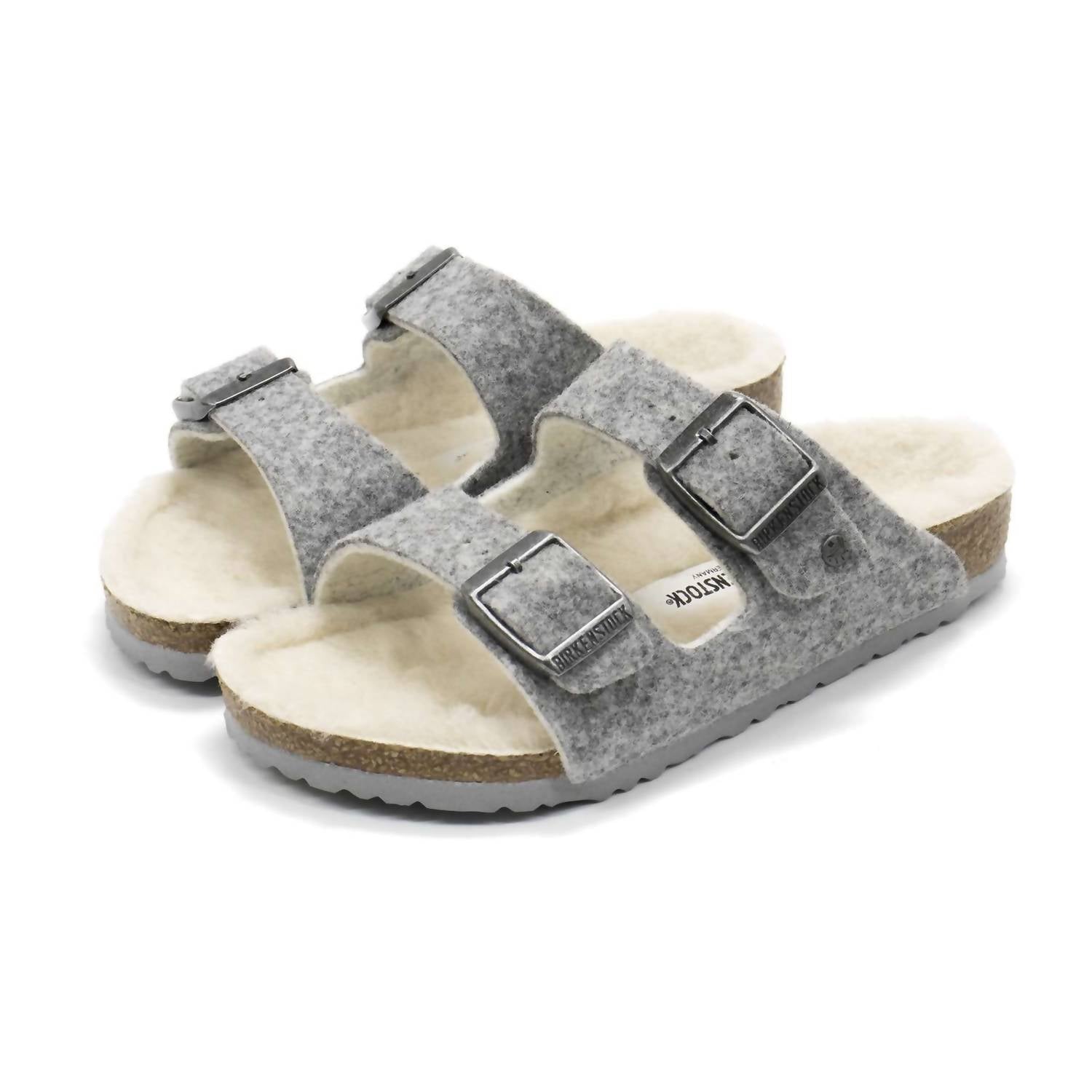 Girl's Arizona Rivet Wool Felt Sandals In Light Grey