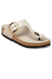 Women's Gizeh Big Buckle Natural Leather Patent In Regular Width In High-Shine Oyster