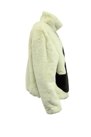 Nike Big Swoosh Jacket in Cream Faux Fur