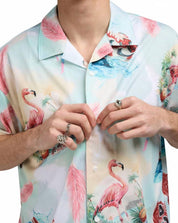 Men's Jordan Essentials Printed Camp Top In Sail/glacier Blue