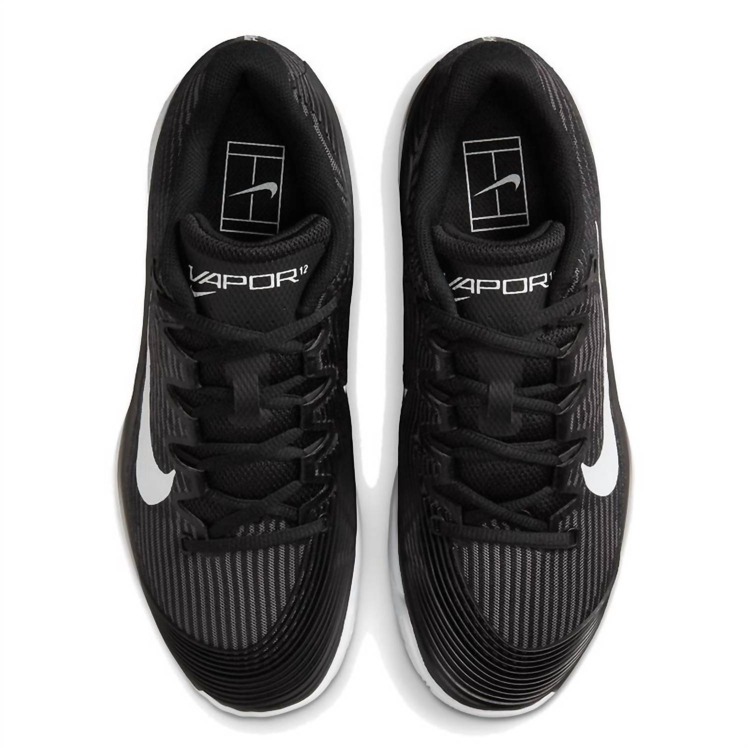 Women's Zoom Vapor 12 Clay Shoe In Black Dark Smoke Grey White