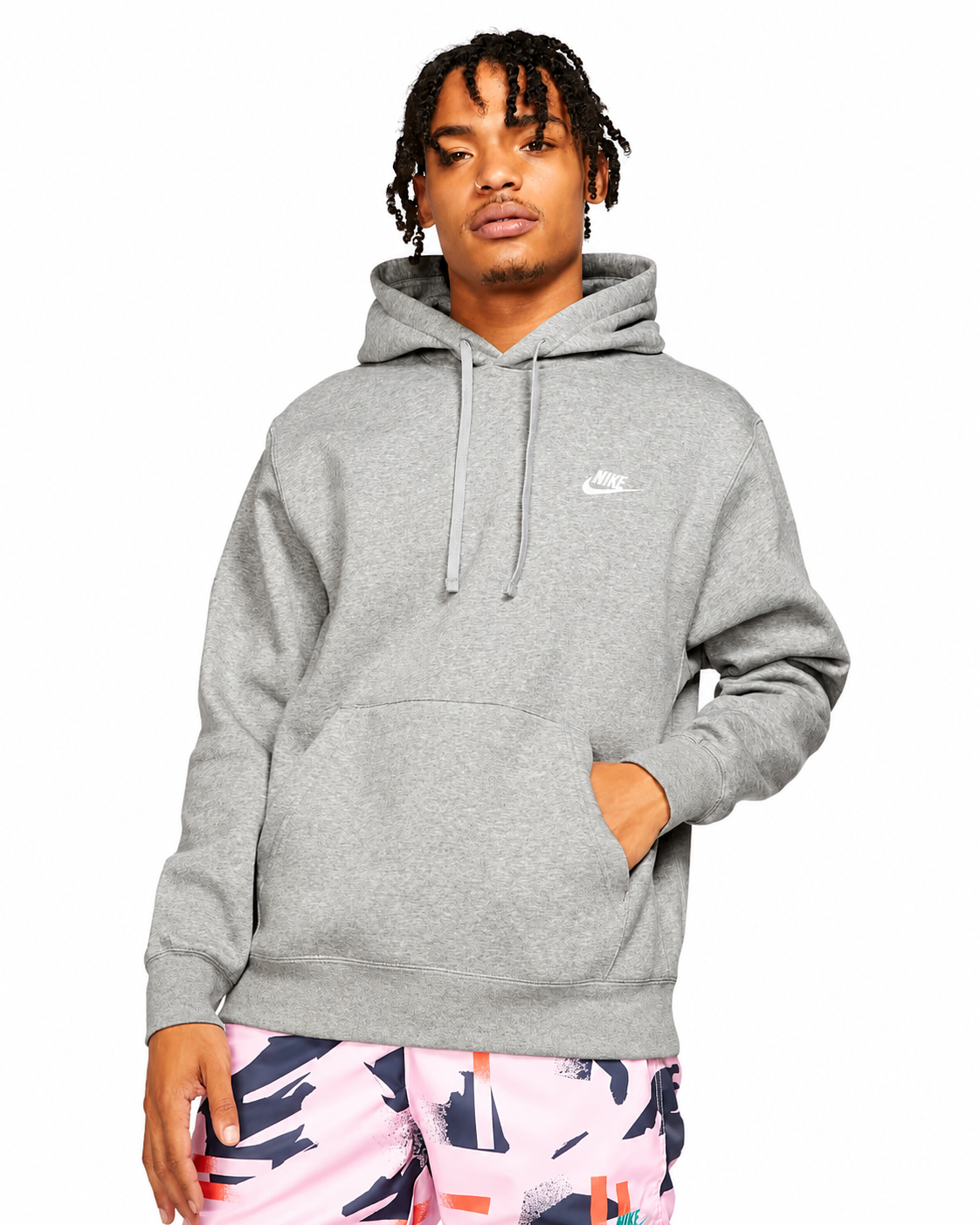 Men's Nike Sportswear Club Fleece Pullover Hoodie Dark Grey Heather/Matte Silver/White BV2654-063