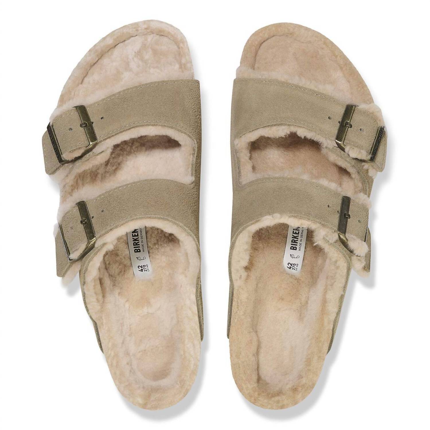 Women's Arizona Shearling Narrow Sandals In Taupe