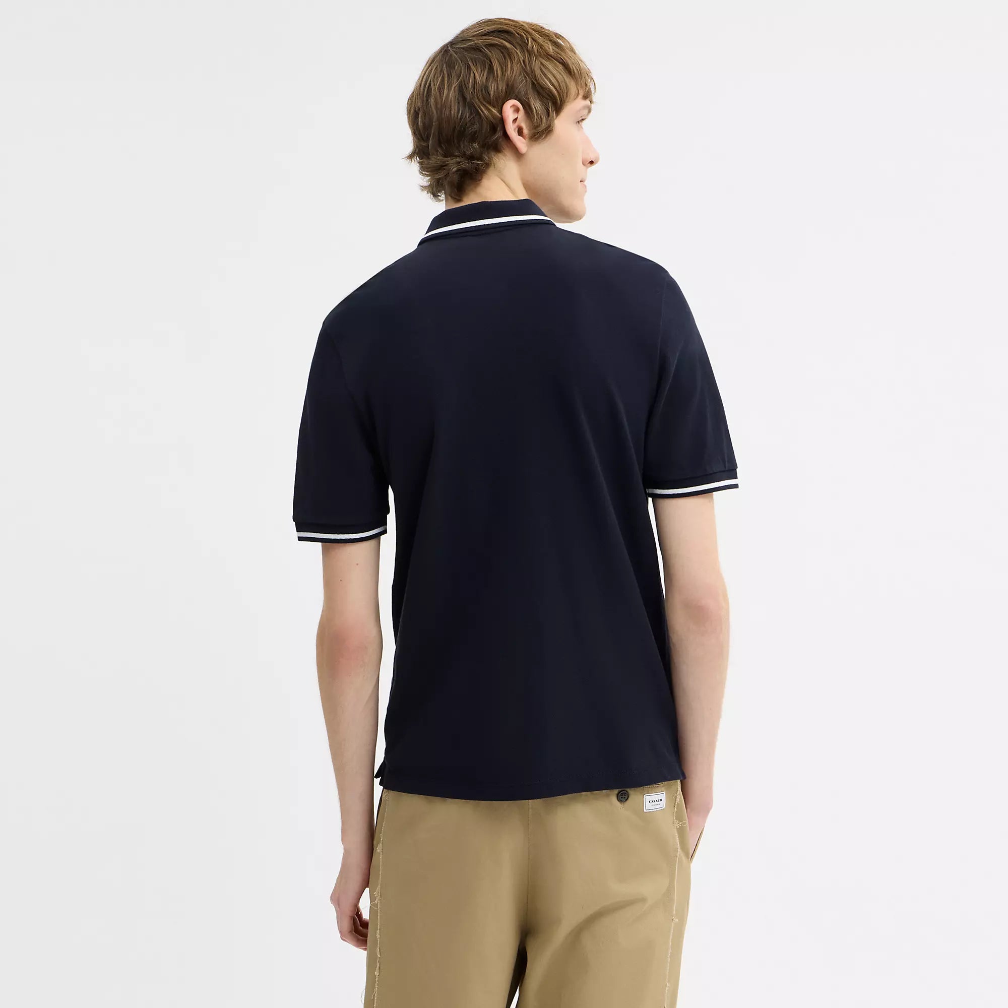 Coach Outlet Signature Trim Polo In Organic Cotton