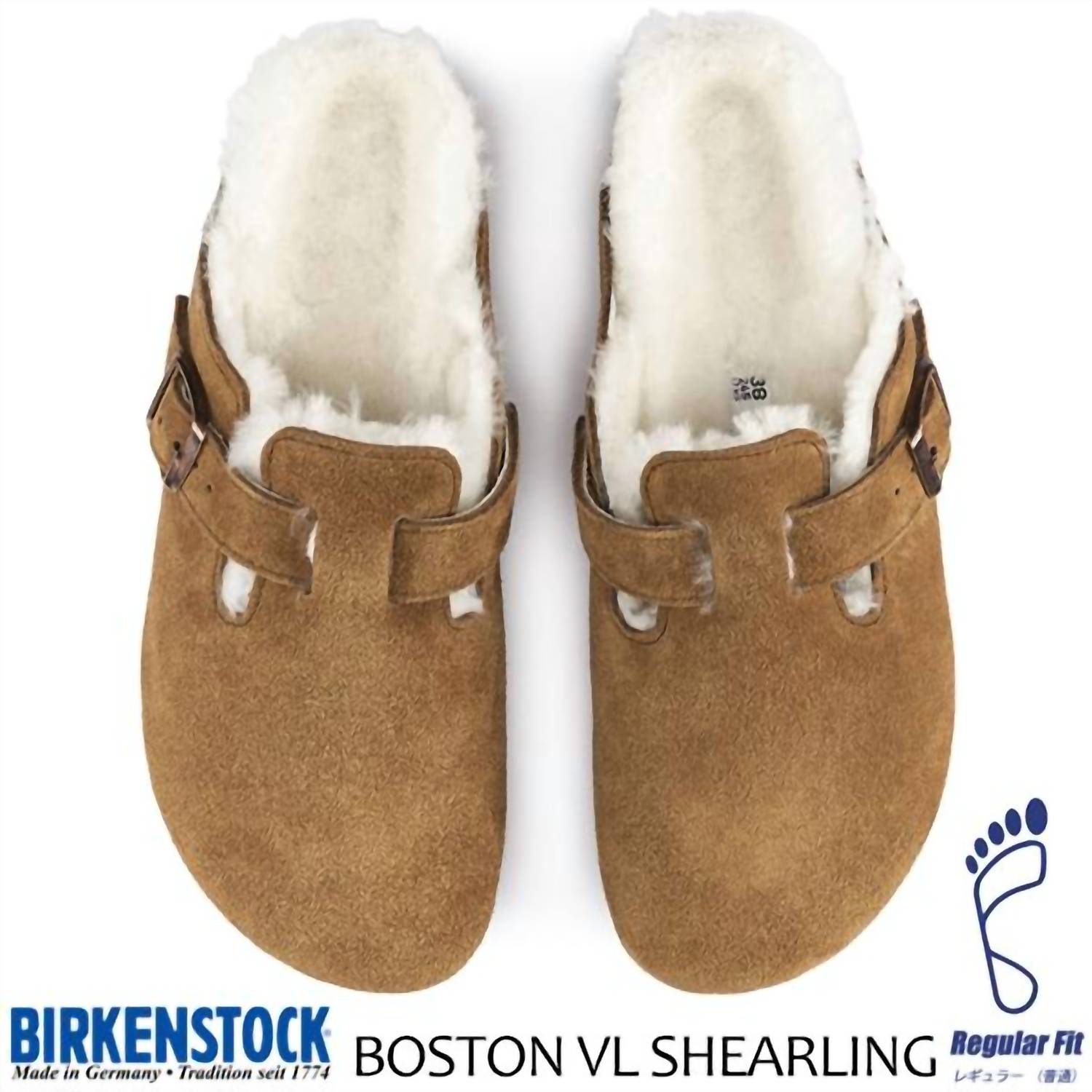 Unisex - Boston Suede Leather Shearling Clog In Mink
