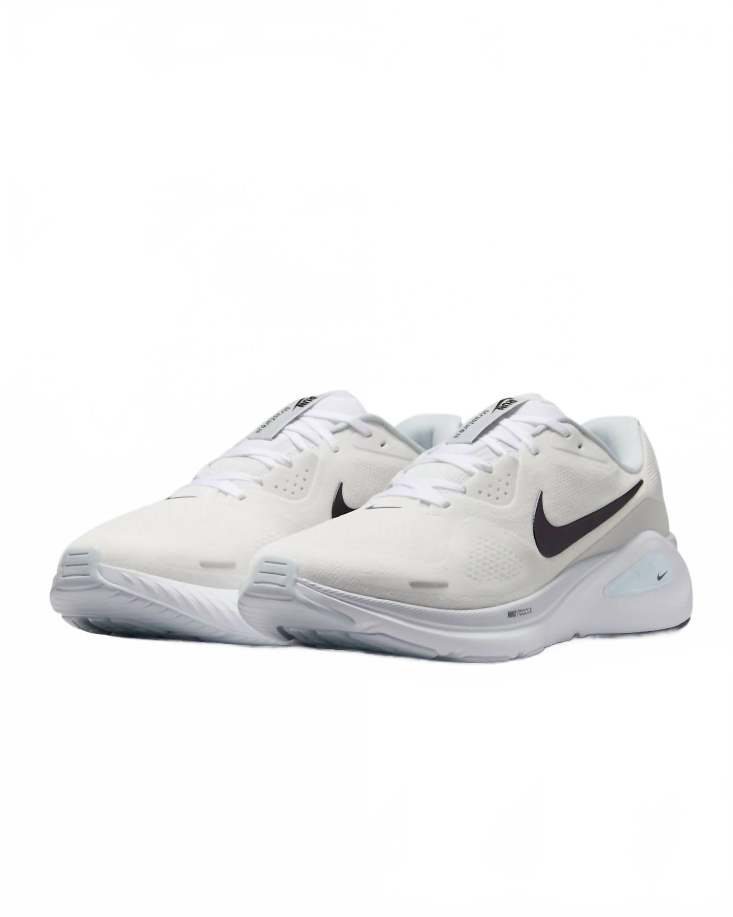 Men's Structure 26 Road Running Shoes In White Pure Platinum Barely Volt Black