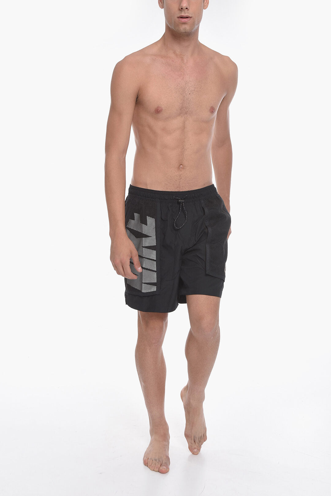SWIM Solid-Color Boxer Swim Shorts With Perforated Pockets