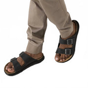 Men's Arizona Crosstown Oiled Leather Sandals In Black