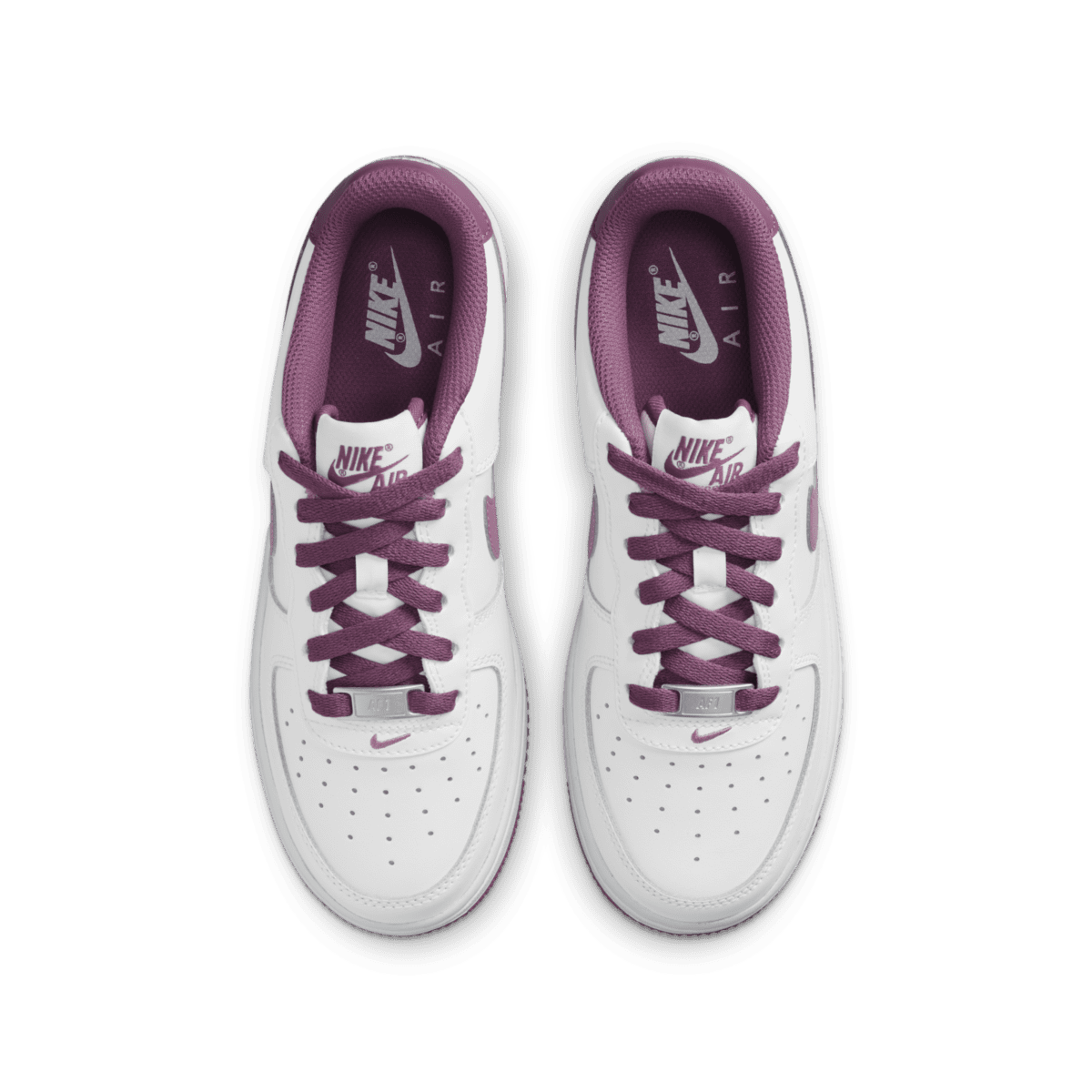Nike Air Force 1 Low DH9600-101 Sneakers Boys White Mauve Leather Low Top Shoes