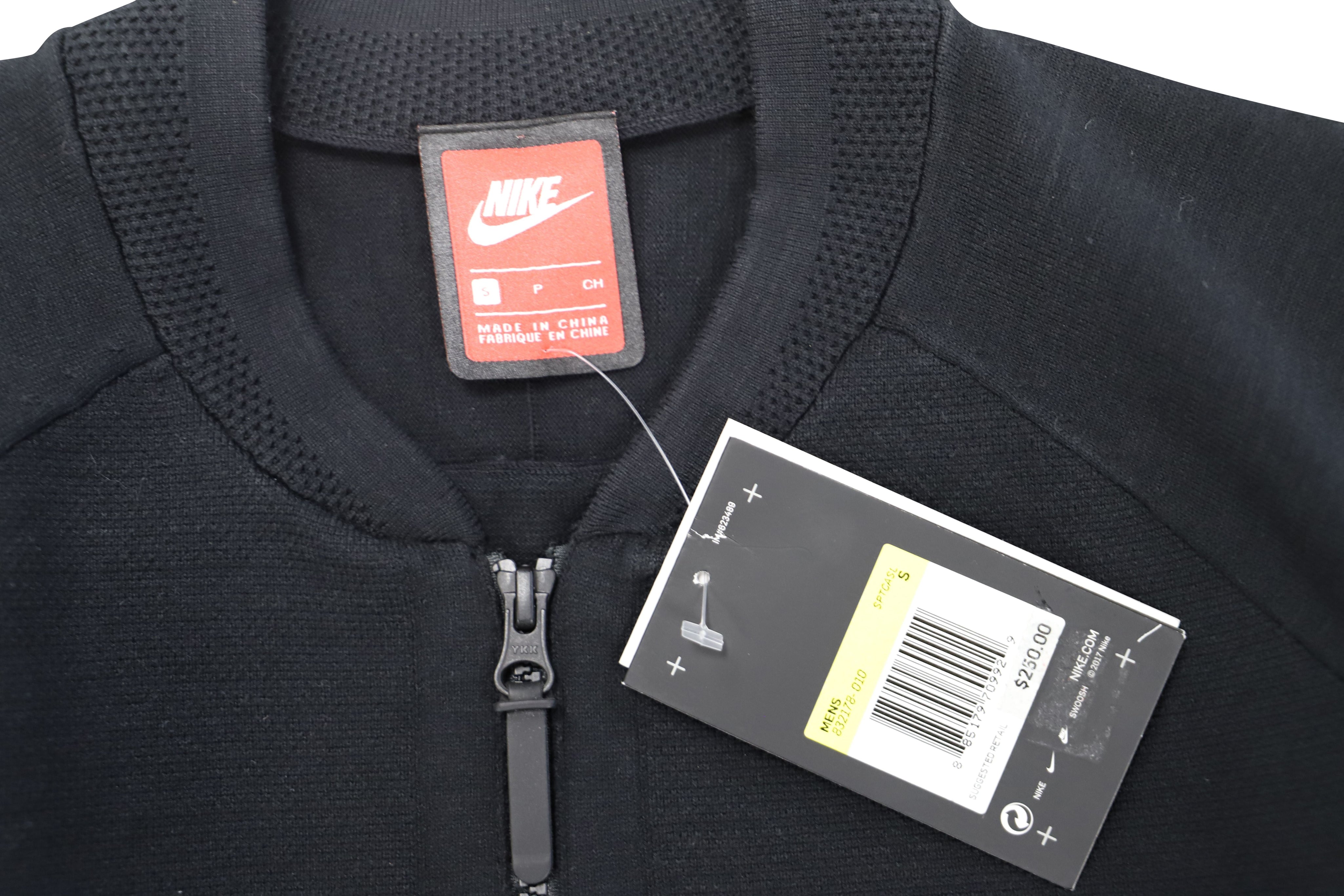 Nike Tech Knit Bomber Jacket in Black Nylon