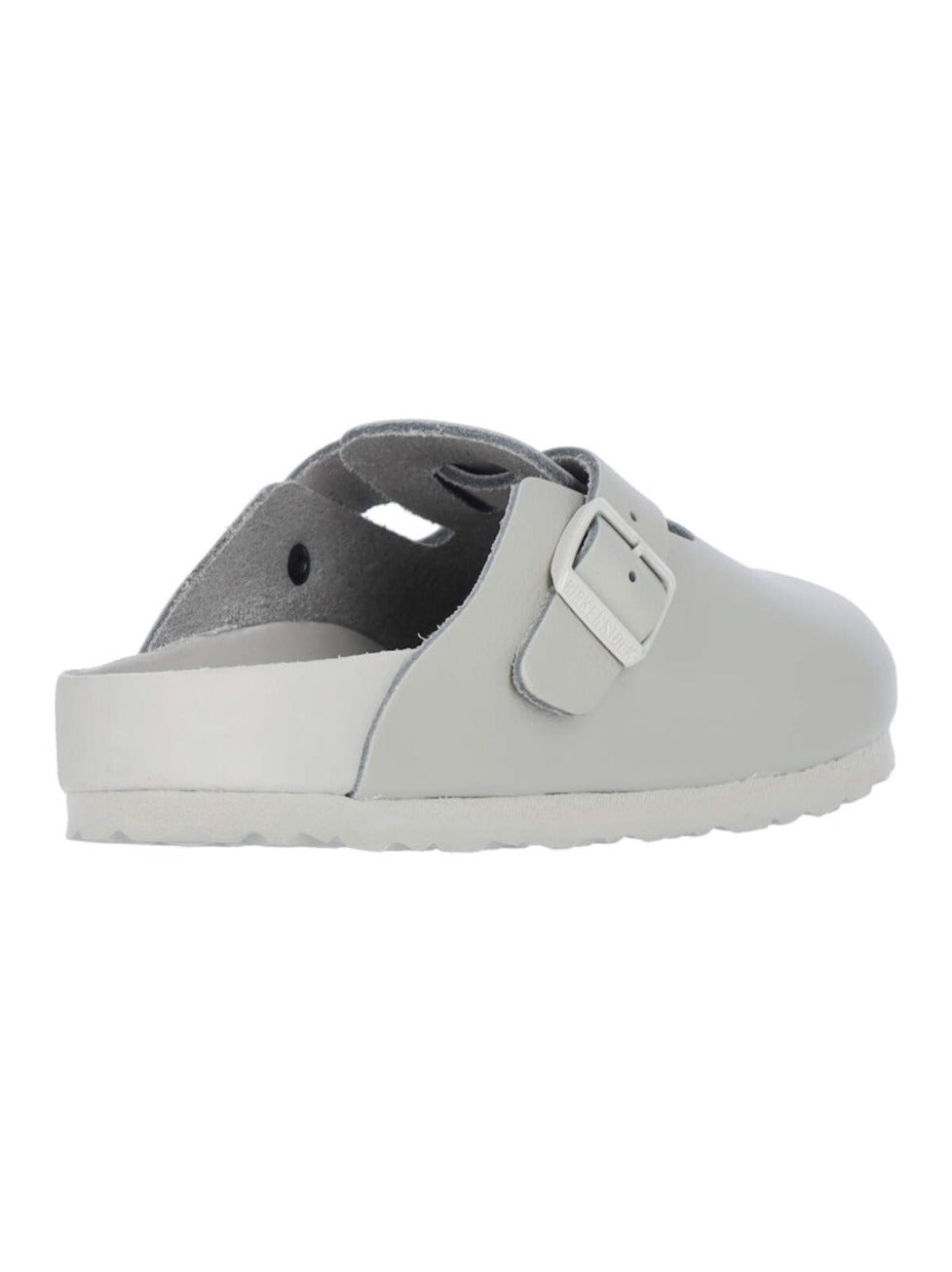 "Boston" Grey Leather Mules