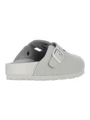 "Boston" Grey Leather Mules