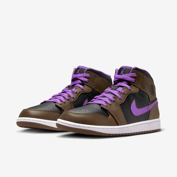 Men's Nike Air Jordan 1 Mid DQ8426-215 Sneaker US 7 Brown Purple Lifestyle Shoes