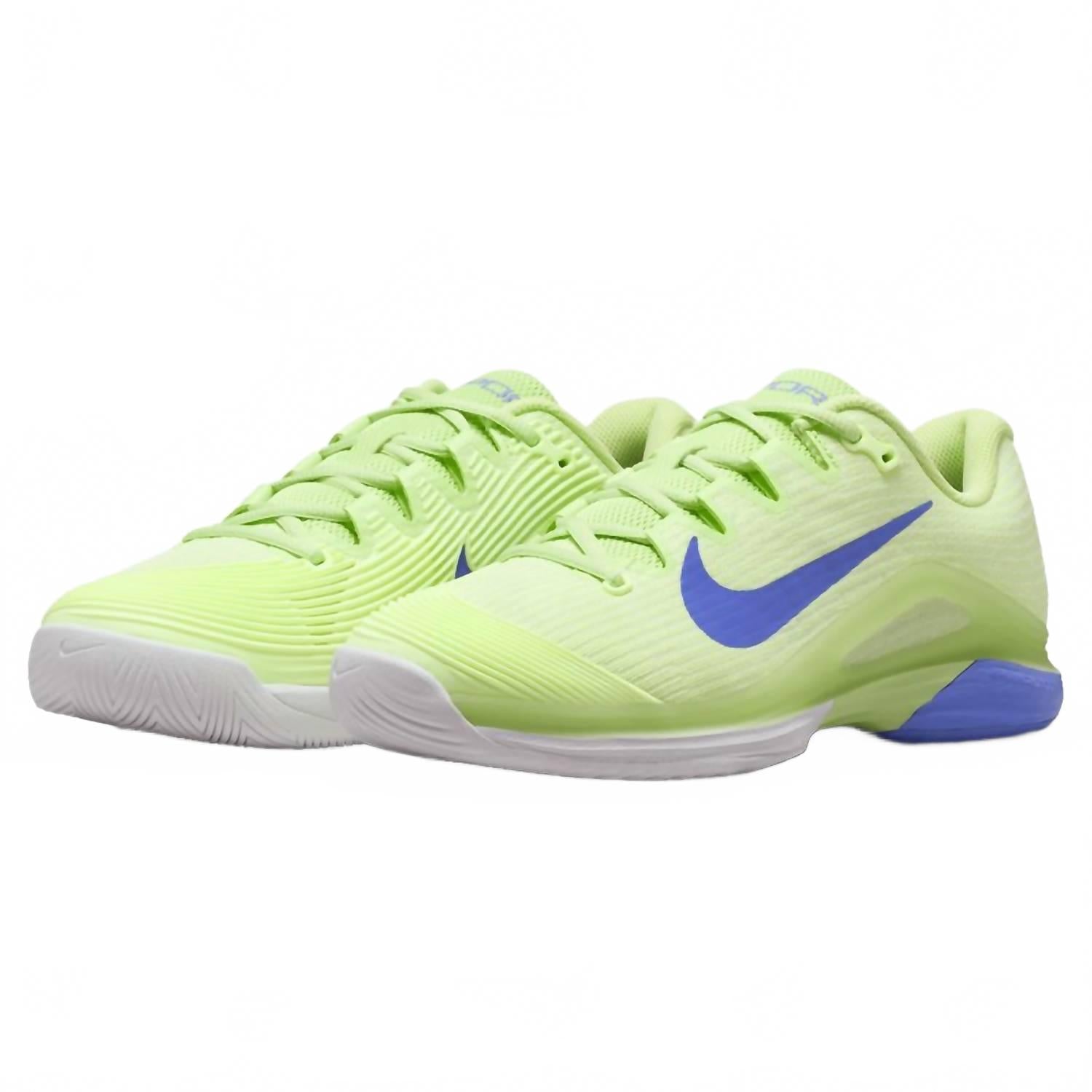 Women's Zoom Vapor 12 Hard Court Tennis Shoes In Light Liquid Lime/sapphire-White