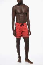 Stretch Fabric Boxer Swim Shorts with Contrast Details