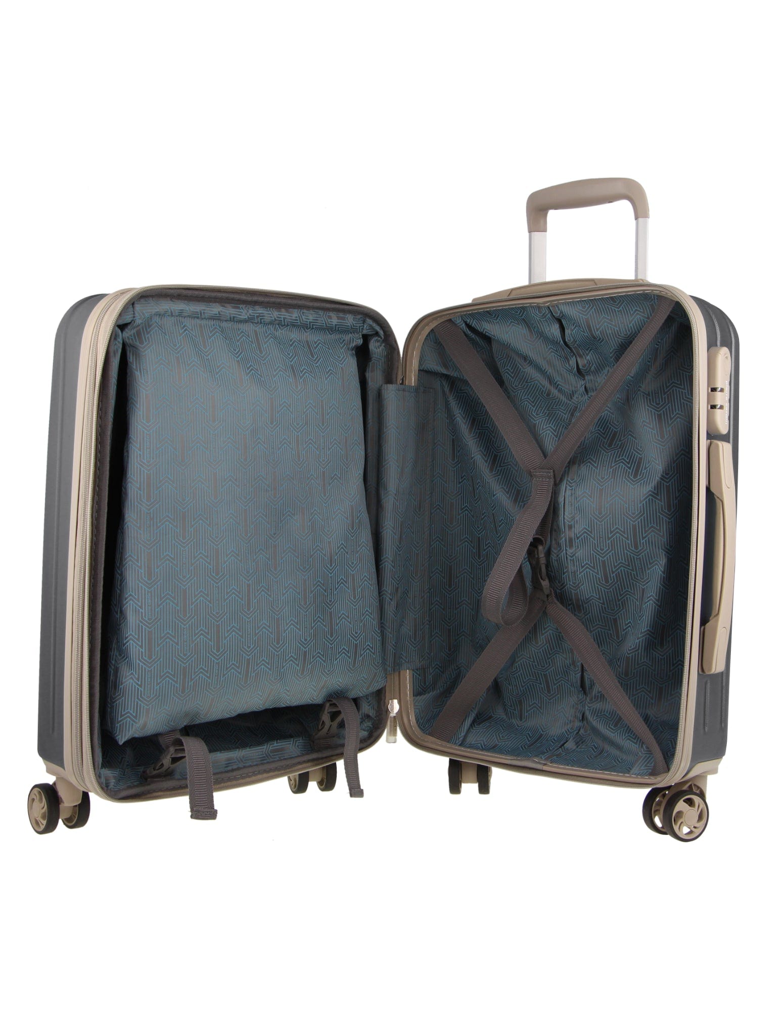 2pc Pierre Cardin Large Hard & Cabin Travel Luggage Set w/ Name Tag Graphite