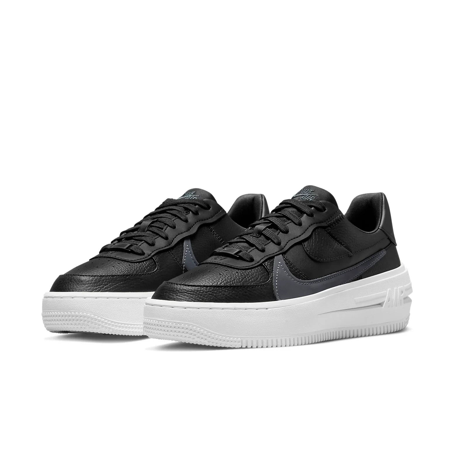 Women's Nike Air Force 1 DJ9946-001 Sneakers Black White Leather Platform Shoes