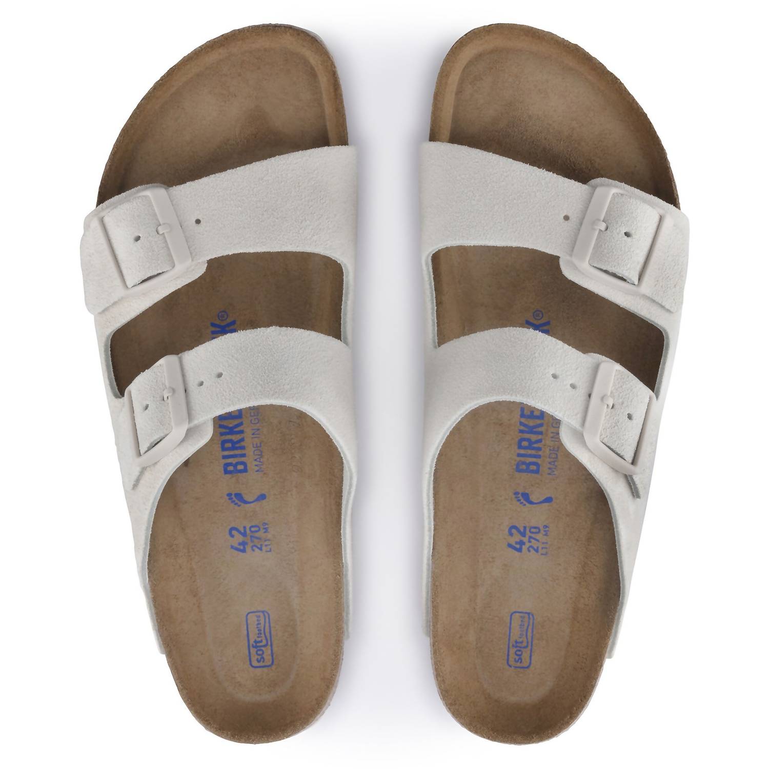 Men's Arizona Soft Footbed Suede Leather Sandals In Vintage White