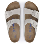 Men's Arizona Soft Footbed Suede Leather Sandals In Vintage White
