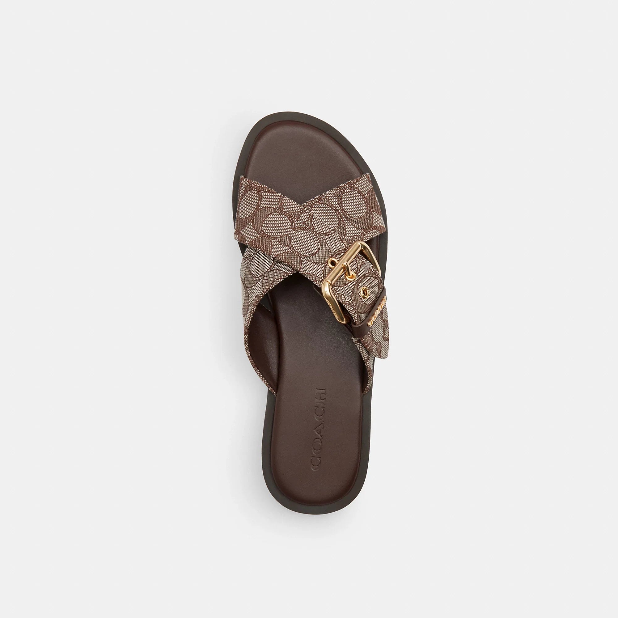 Coach Outlet Crisscross Buckle Sandal In Signature Jacquard