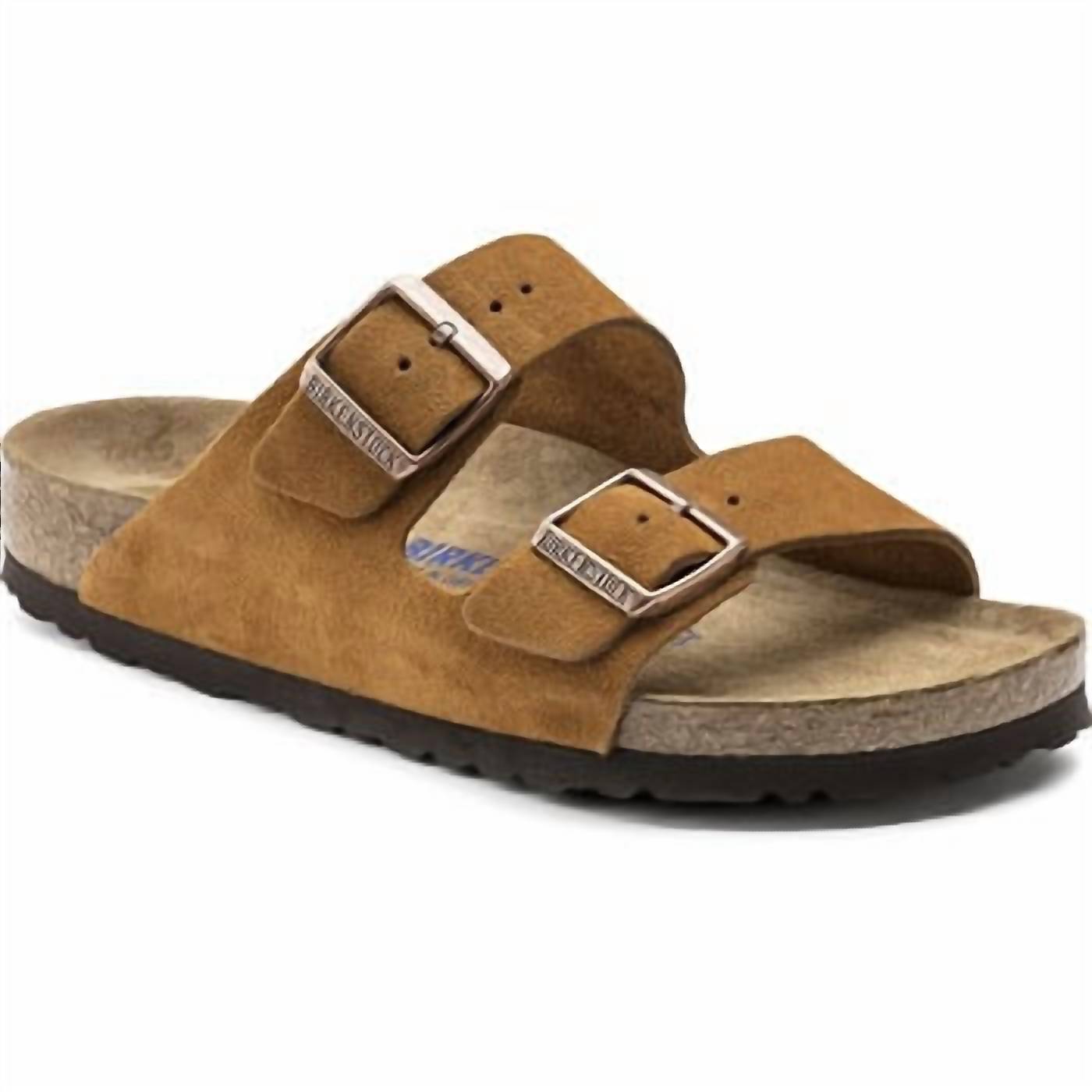 Women's Arizona Narrow Sandal In Taupe Suede Shimmering