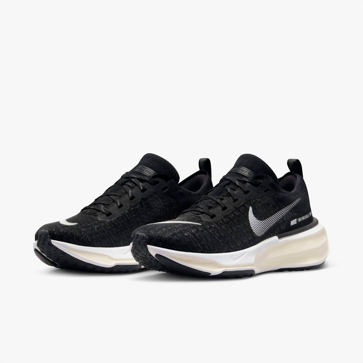 Women's Zoomx Invincible Run Flyknit 3 Running Shoes In Black Dark Grey White