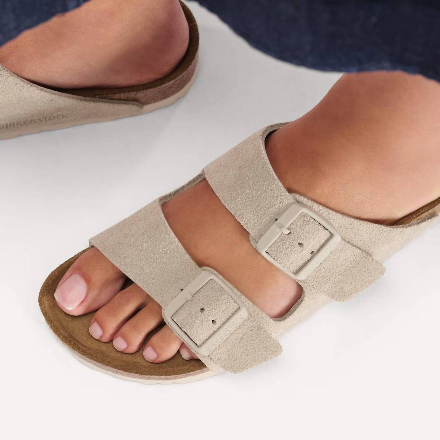 Women's Arizona Suede Leather Sandal In Oyster
