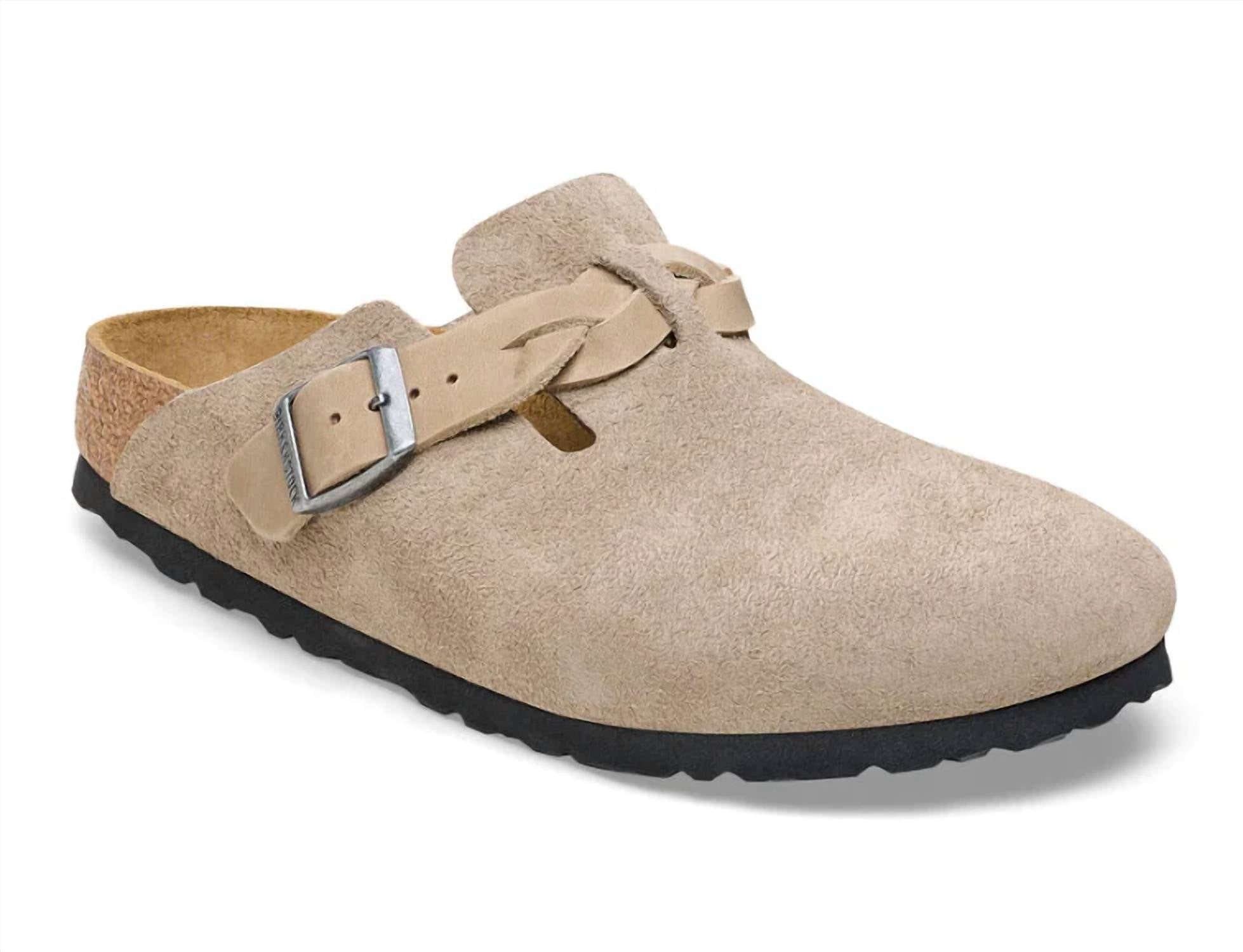 Women's Boston Braided Suede Clogs In Taupe