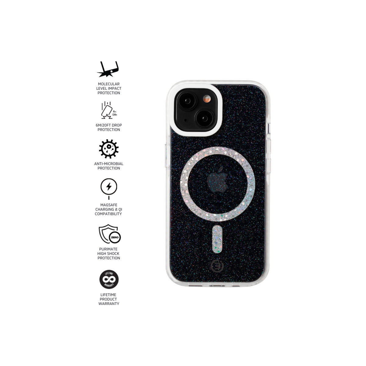 3sixT Impact Zero Galaxy - Apple iPhone 15 (Clear/Glitter)
