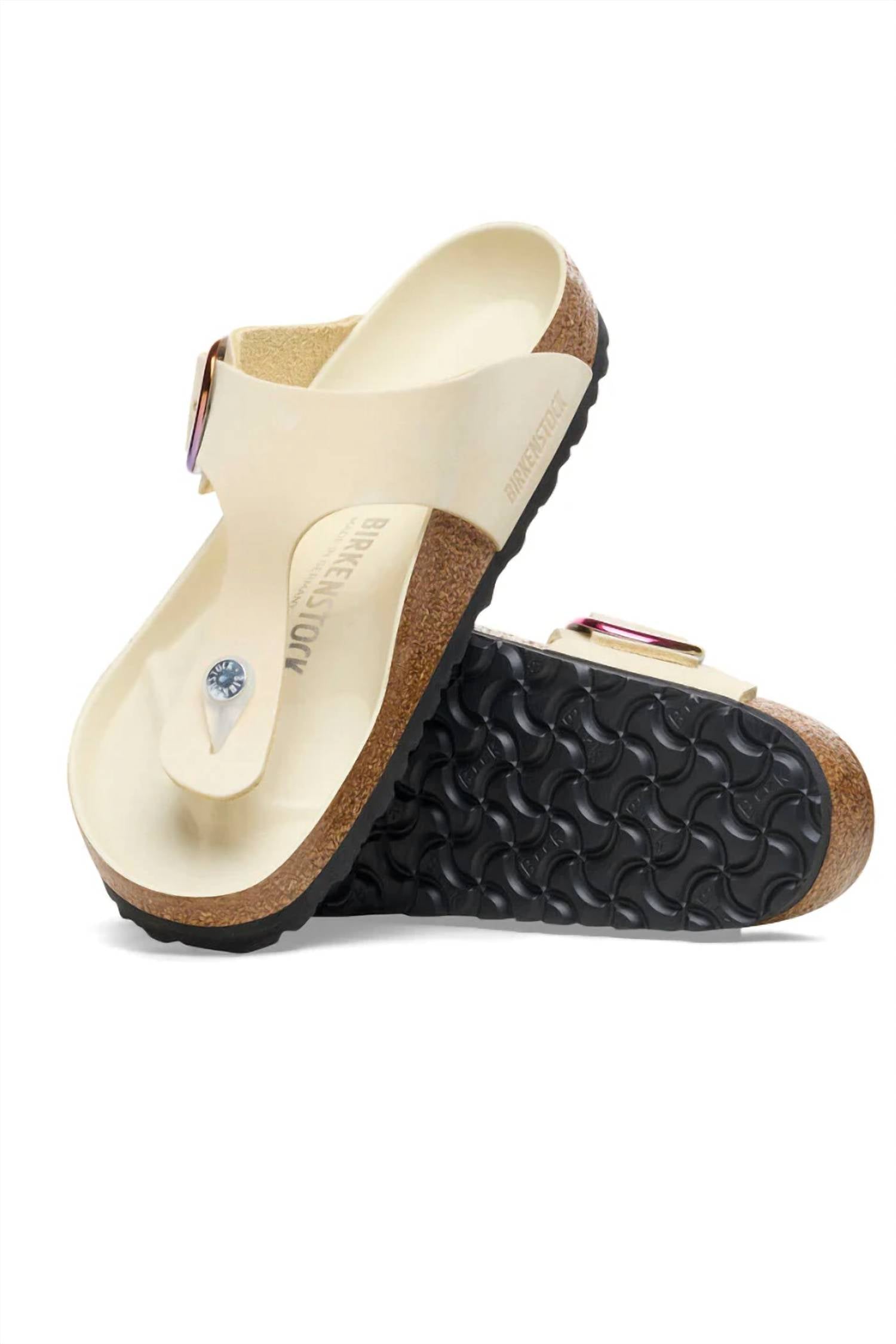Women's Gizeh Big Buckle Sandal In Ecru Cognac Leather