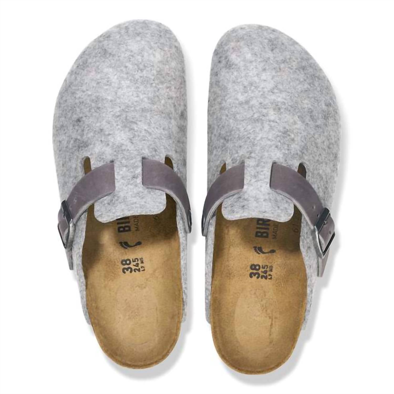 Men's Boston Natural Leather-Felt Clogs In Light Gray