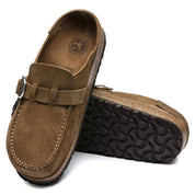 Unisex Buckley Suede Leather Clogs In Tea