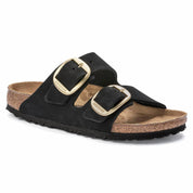 Unisex Arizona Big Buckle Nubuck Leather Sandals In Black