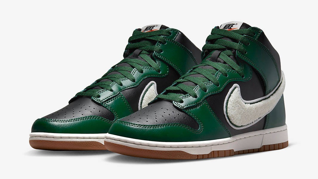 Men's Nike Dunk High 'Chenille Swoosh' DR8805-001 Black Green Lifestyle Shoes