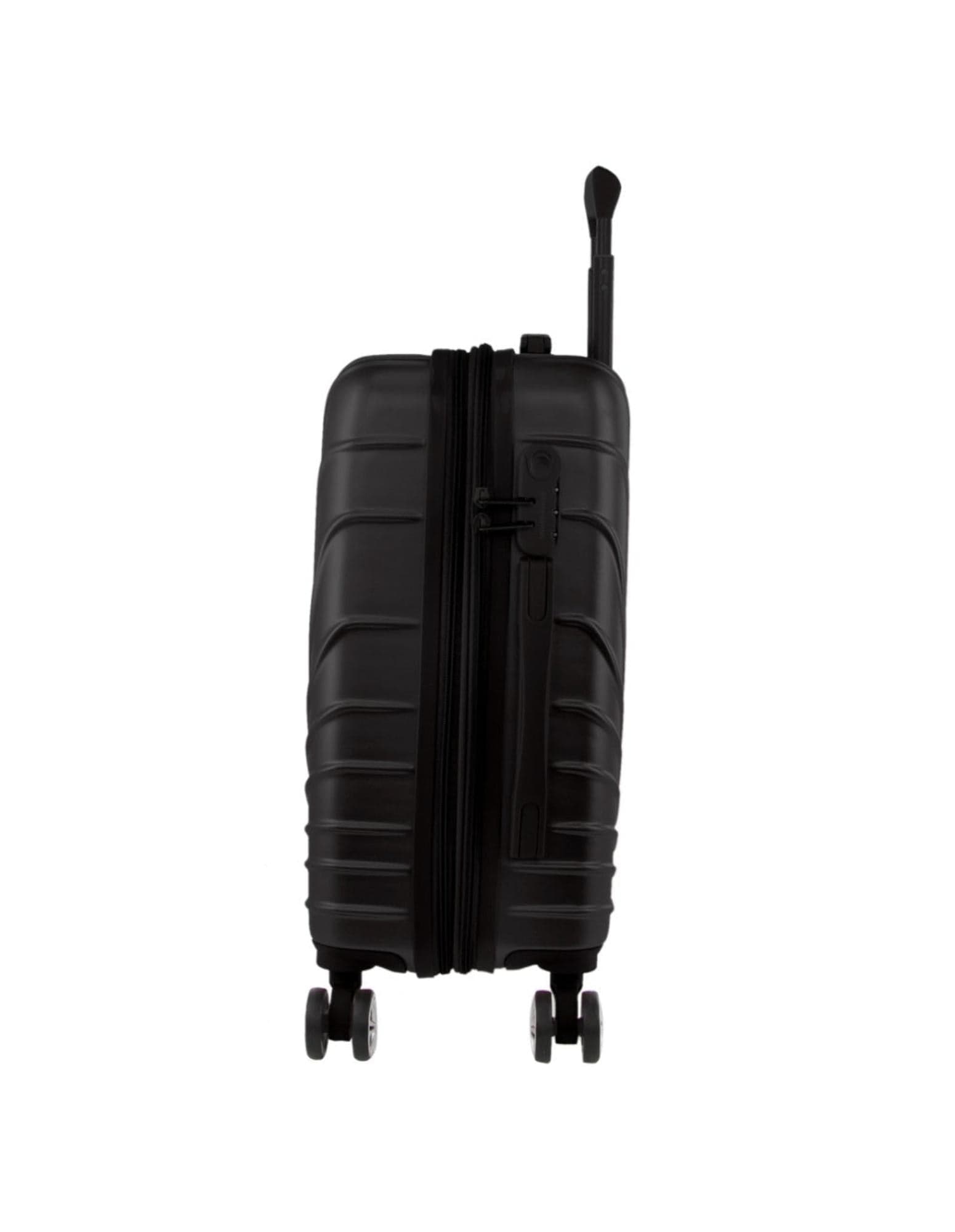 2pc Pierre Cardin Large Hard-Shell Suitcase & Cabin Set Luggage Tag Black