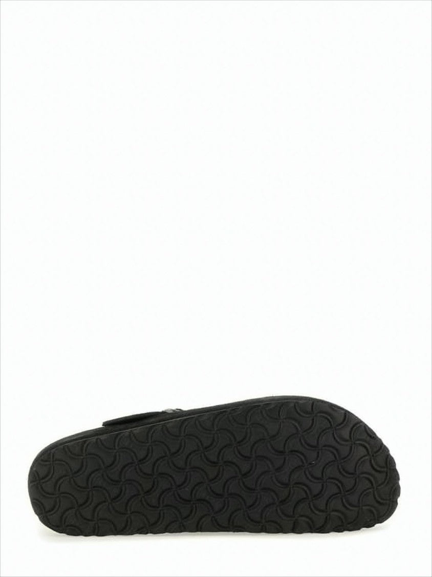 Closed-Toe Suede and Leather Flats with Adjustable Strap