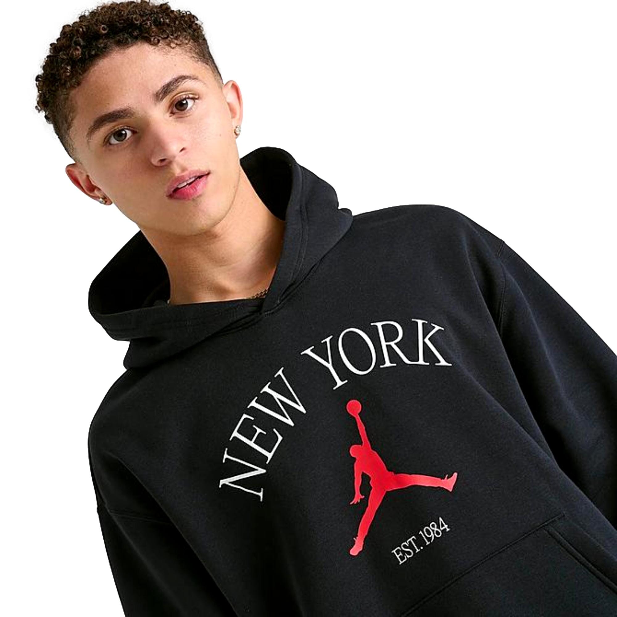 Men's Nike Jordan New York City Pullover Hoodie Black/White-Red HF1489-010