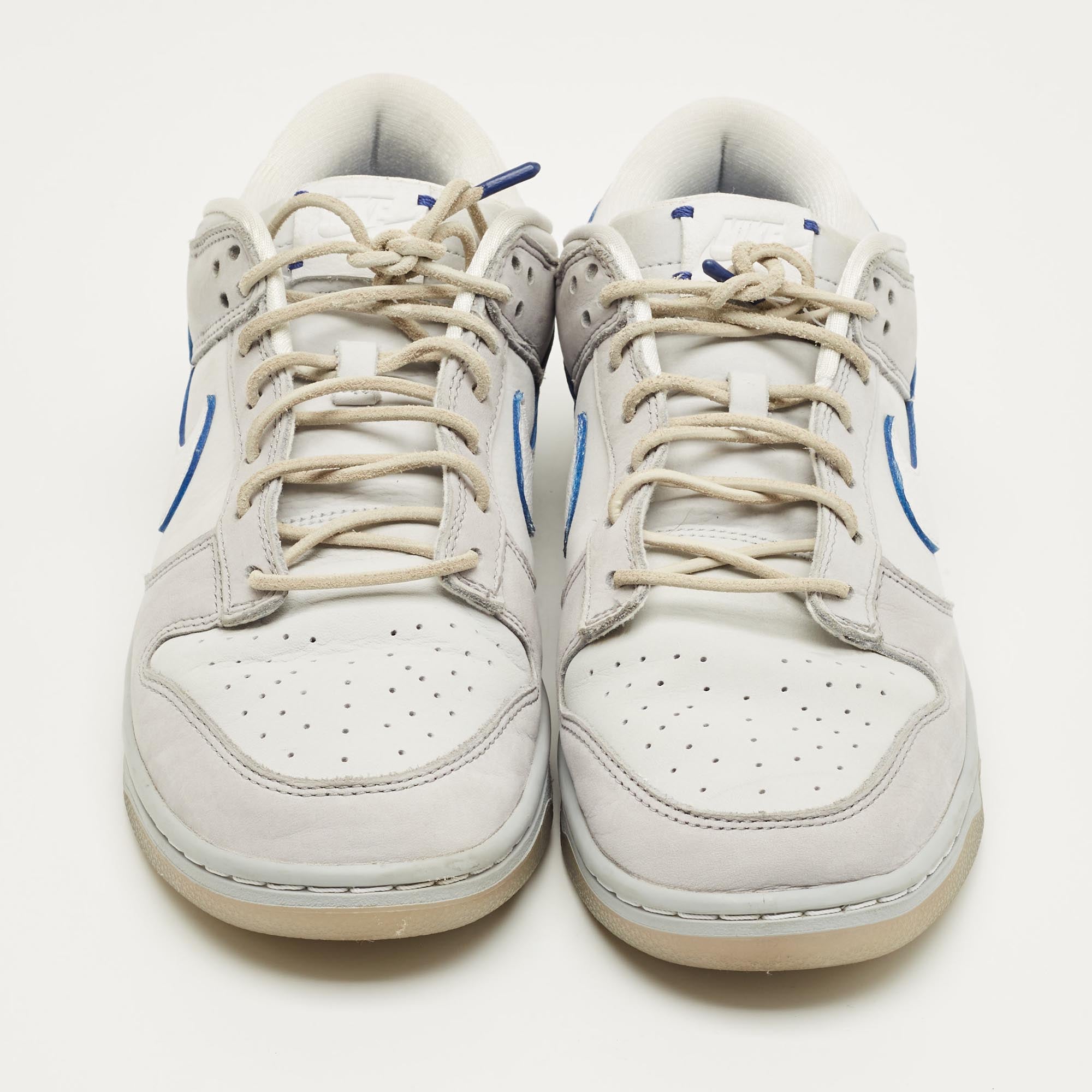 Nike Grey Nubuck Leather Dunk Low Wolf Grey Pure Platinum Sneakers