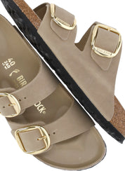 Beige Arizona Big Buckle Leather Sandals
