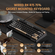 Royal Kludge R75 Wired RGB Hot Swap Mechanical Keyboard (Phantom with Brown Switch)